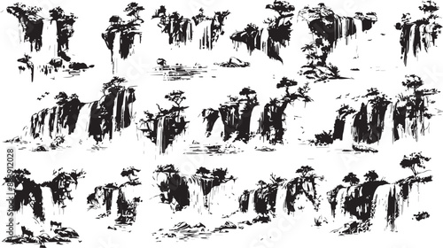 waterfall silhouettes