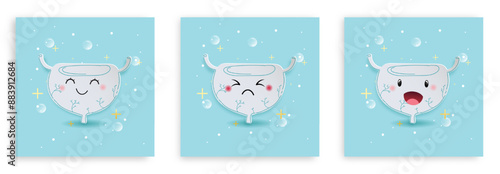 Human bladder water brush style in moods. Water brush bladder on watercolor background vector for web design on white.Vector illustrator