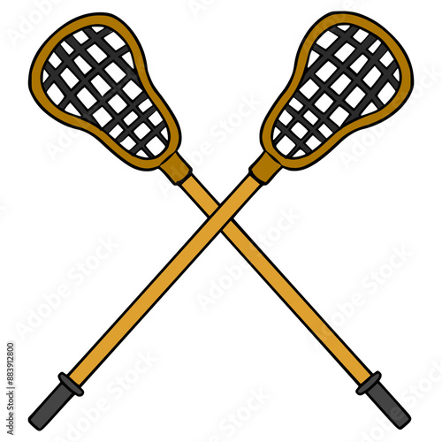 lacrosse sticks illustration hand drawn isolated vector	
