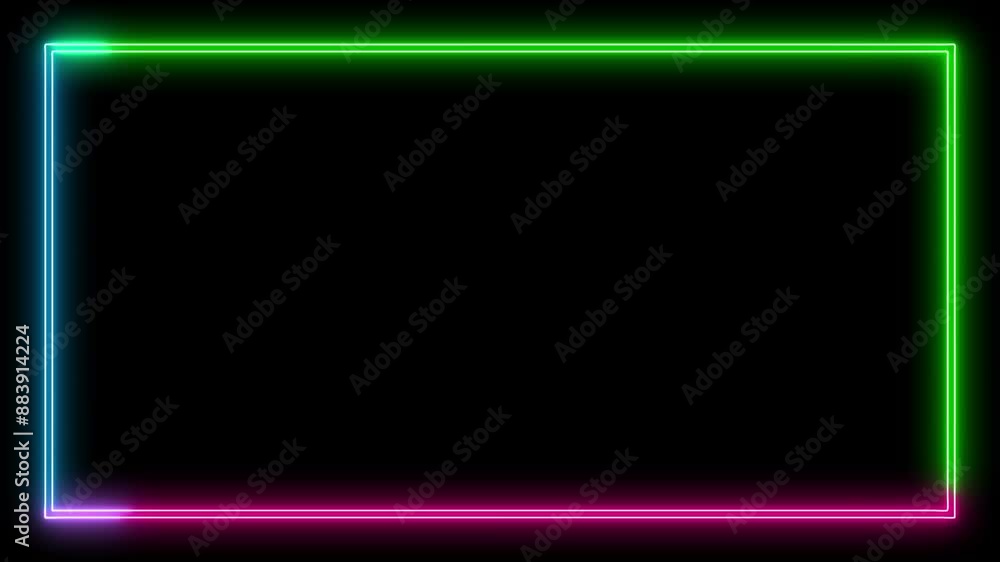Abstract Green Neon light rectangle frame loading icon background in retro style, 4k video animation Abstract Green Neon light rectangle frame loading icon background in retro style, 4k video animation