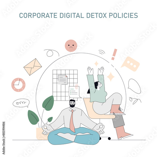 Digital Detox. Flat Vector Illustration