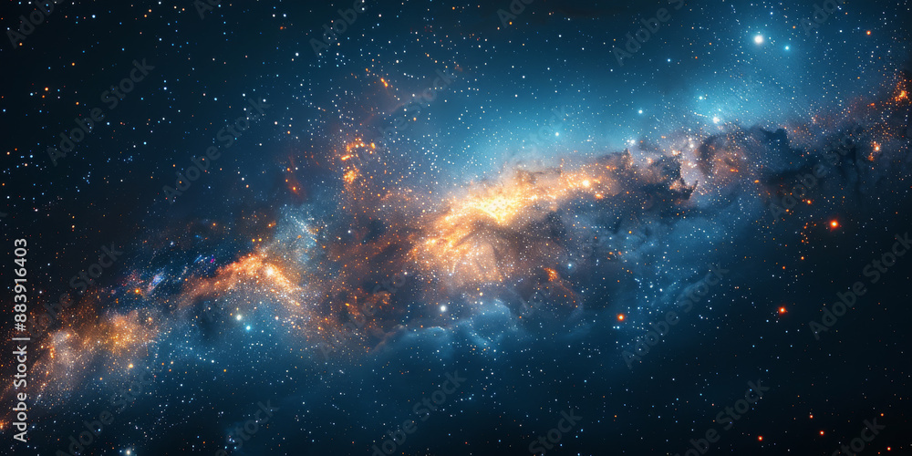 Fototapeta premium 宇宙に輝く星々と光の背景