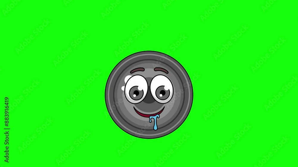 Droulling Animation camera lens cartoon with a drooling face, emoticon animation Stock ...