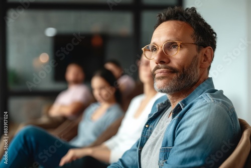 Portrait of a mature man at group therapy Portrait of a mature man at group therapy