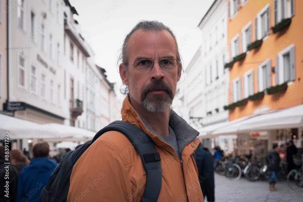 portrait of a suspicious mature man, munich, bavaria, germany portrait of a suspicious mature man, munich, bavaria, germany