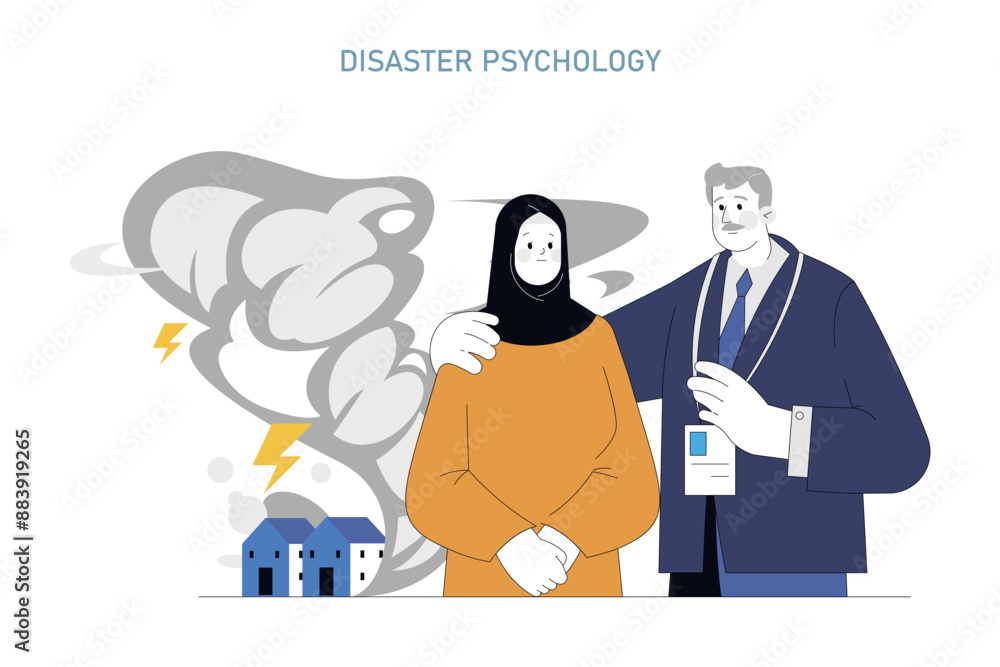 Disaster Psychology. Flat Vector Illustration Disaster Psychology. Flat Vector Illustration