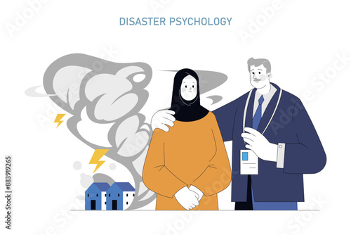 Disaster Psychology. Flat Vector Illustration