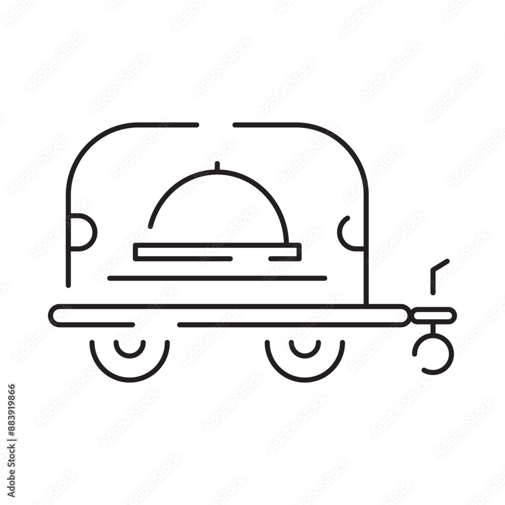 Street food truck line icon. Trade van. Mobile cafe car. Transport to cook and sell meals. Vector illustration Street food truck line icon. Trade van. Mobile cafe car. Transport to cook and sell meals. Vector illustration