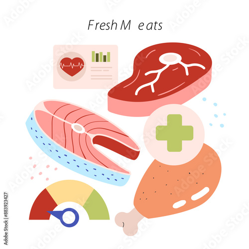 Low Histamine Diet. Flat Vector Illustration