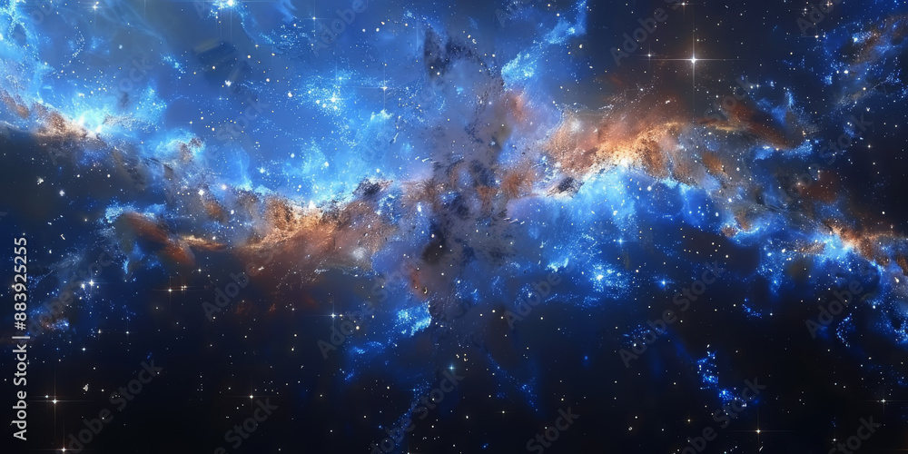 Fototapeta premium 宇宙に輝く星々と光の背景