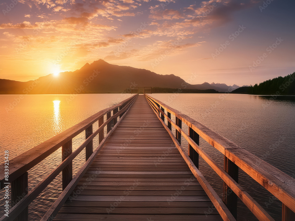 Fototapeta premium Wooden pier at sunset