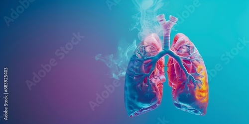 Digital illustration of human lungs with smoke photo