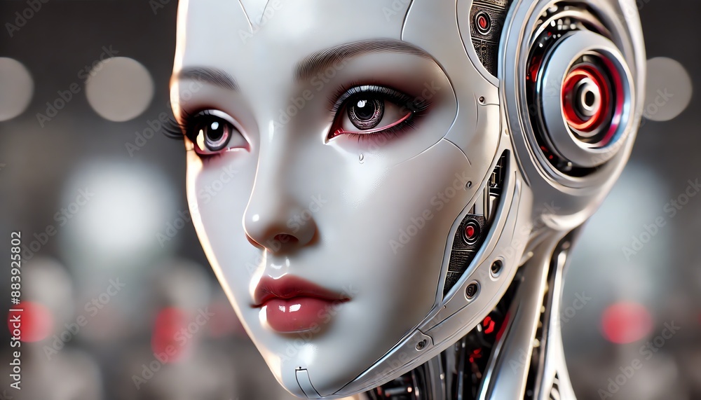 A portrait of a female humanoid robot with a sleek, futuristic design A portrait of a female humanoid robot with a sleek, futuristic design