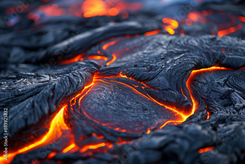 Close-up view of lava flowing in volcano, hi-res natural wallpaper background