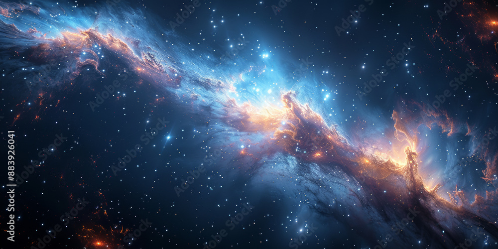 Fototapeta premium 宇宙に輝く星々と光の背景