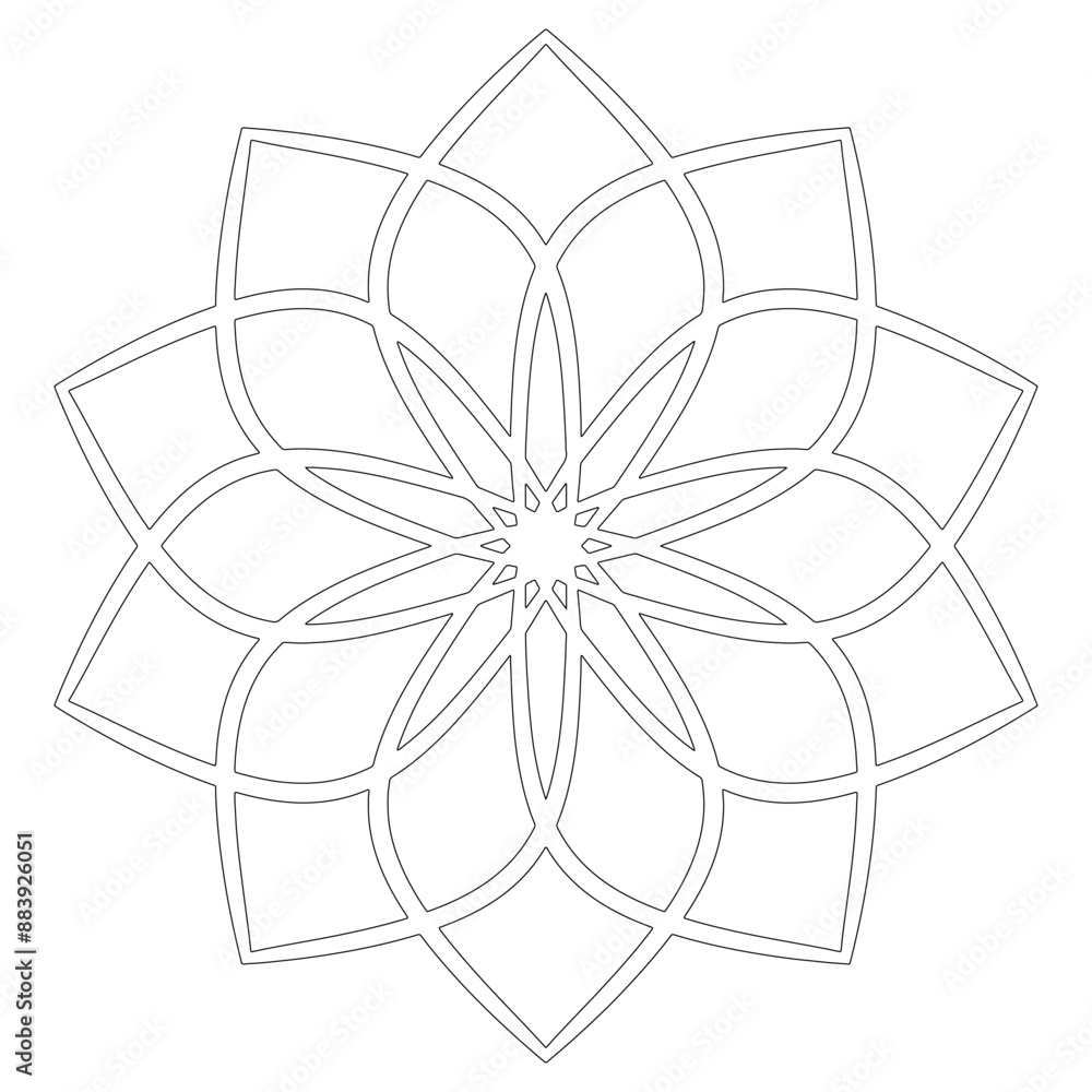 Mandala Line Art Design Vector  isolated on white background, Design for a wallpaper Paint, illustration Vector EPS 10