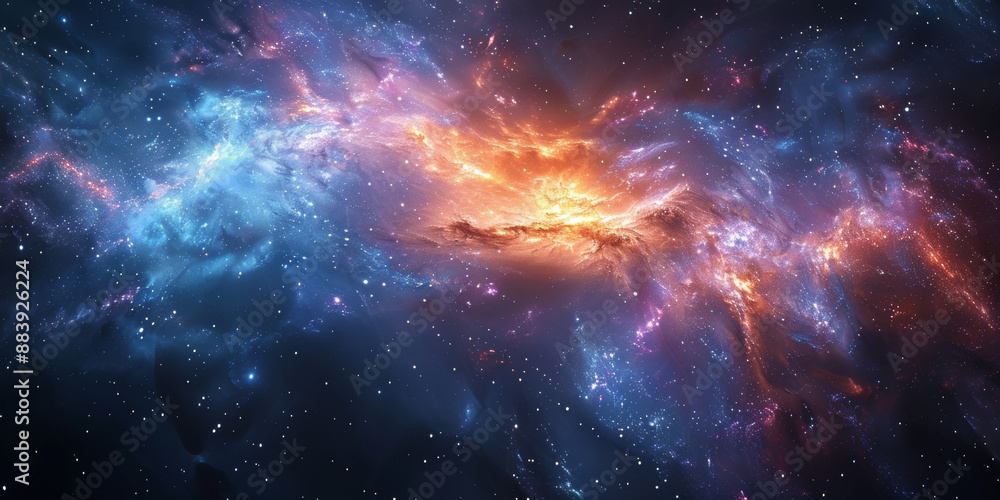 Fototapeta premium 宇宙に輝く星々と光の背景