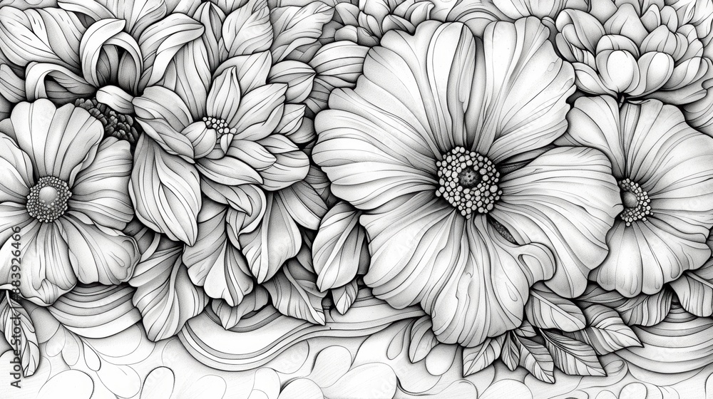 Fototapeta premium An elegant ribbon design graces this coloring book page, offering a creative and soothing coloring experience.