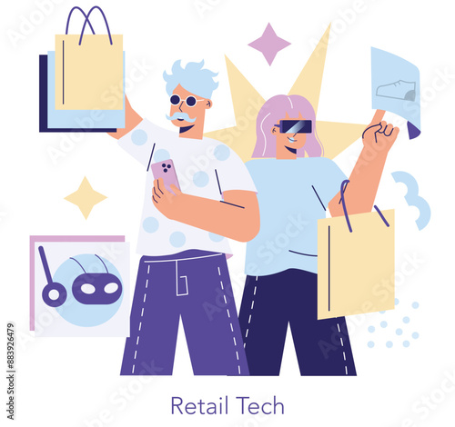 Retail Tech. Flat Vector Illustration