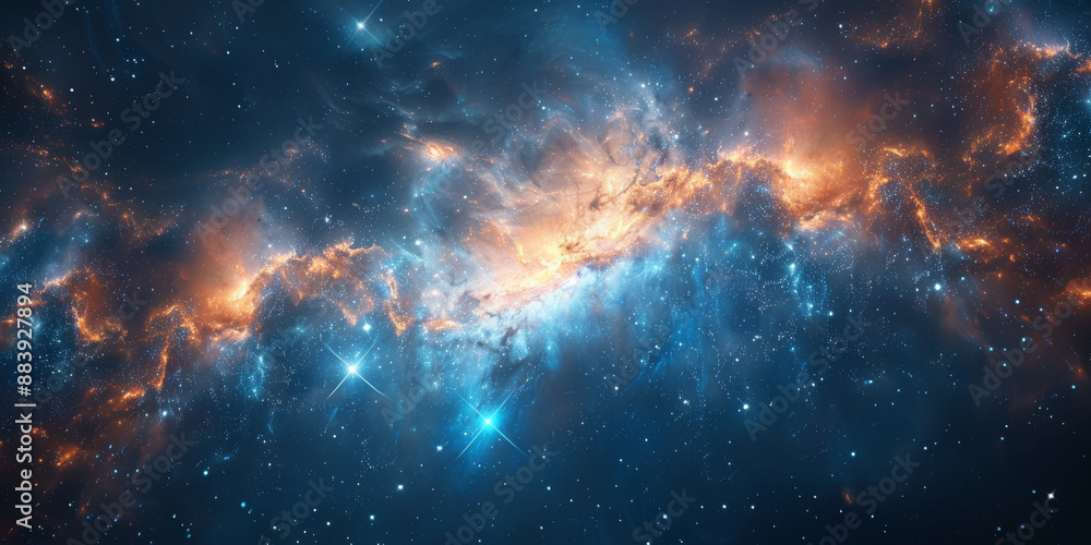 Fototapeta premium 宇宙に輝く星々と光の背景