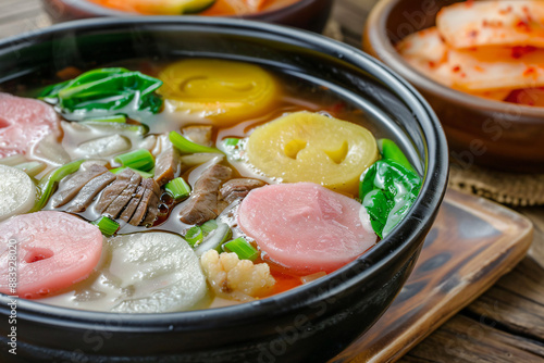 Delicious Korean Soup with Meat and Vegetables.