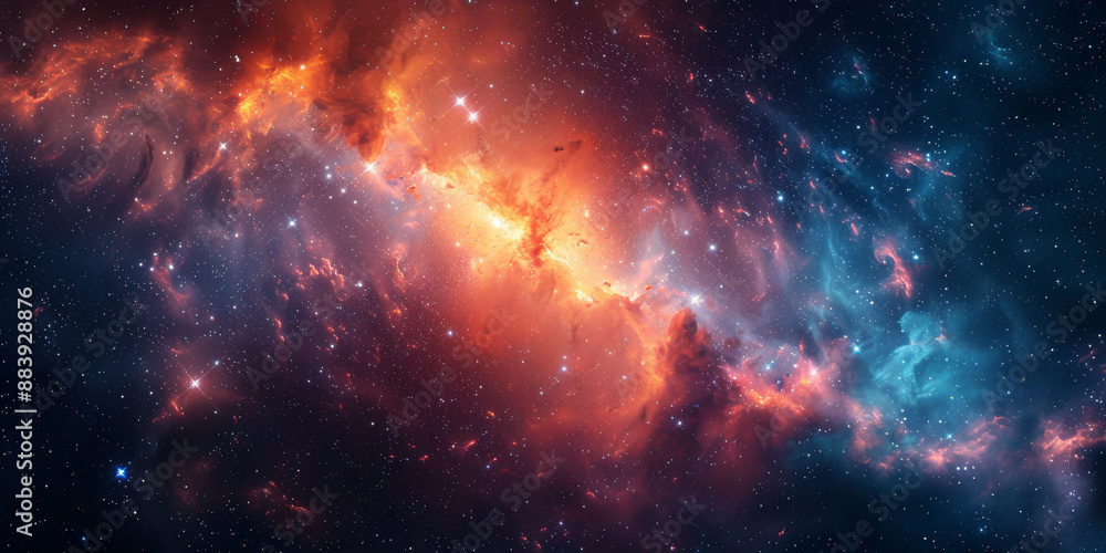 Fototapeta premium 宇宙に輝く星々と光の背景