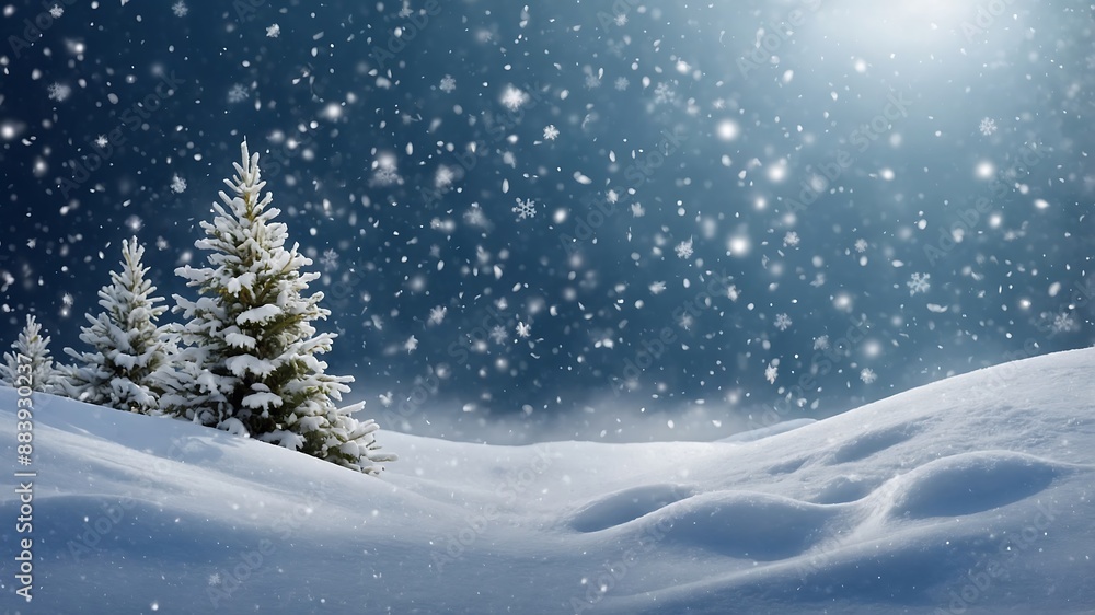 Christmas background with snowflakes in winter Christmas background with snowflakes in winter