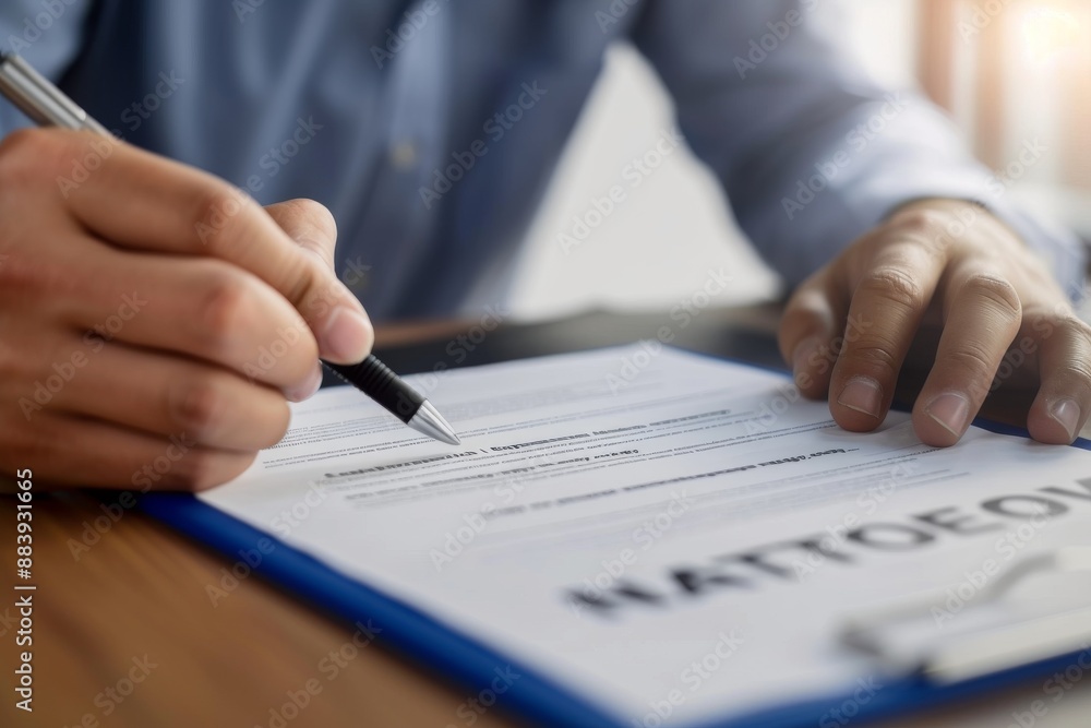 man signing a lease agreement on a meeting with his agent man signing a lease agreement on a meeting with his agent