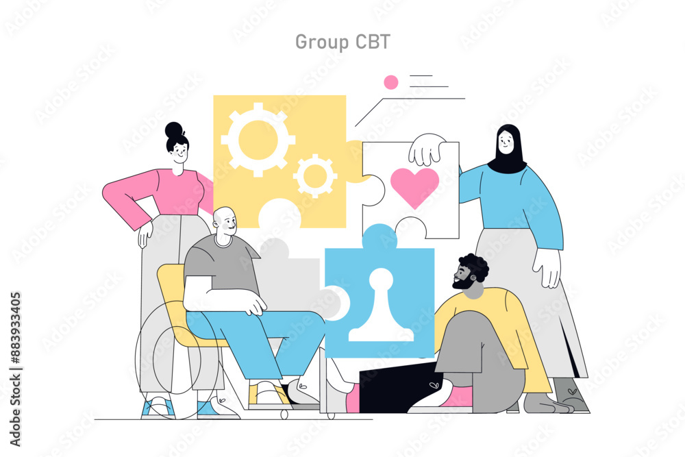 Cognitive Behavioral Therapy. Flat Vector Illustration Cognitive Behavioral Therapy. Flat Vector Illustration