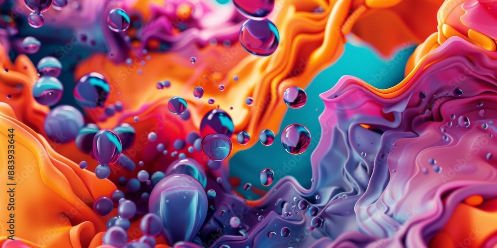 Abstract Colorful Liquid with Bubbles Abstract Colorful Liquid with Bubbles
