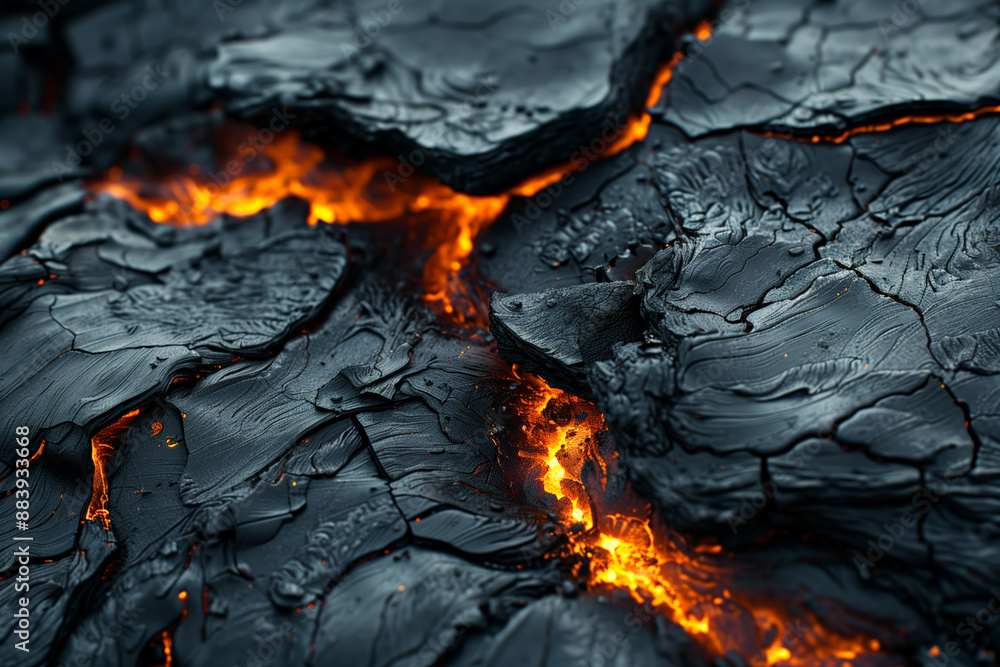 Volcanic eruption capturing molten lava flow and cooling textures, hi-res wallpaper background Volcanic eruption capturing molten lava flow and cooling textures, hi-res wallpaper background