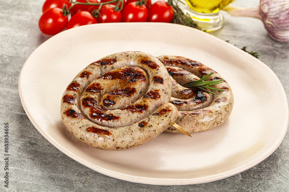 Grilled natural spiral meat sausage Grilled natural spiral meat sausage