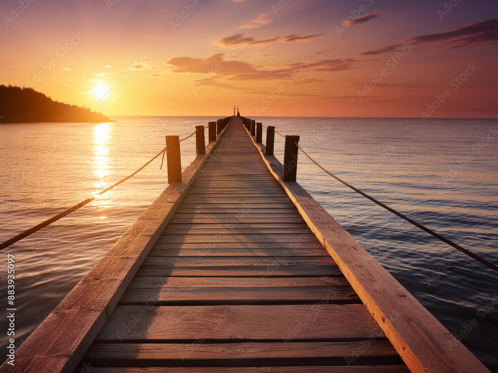 Obraz premium Wooden pier at sunset
