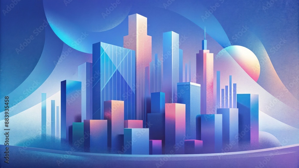 Abstract image of modern buildings overlaid with financial data graphs Abstract image of modern buildings overlaid with financial data graphs