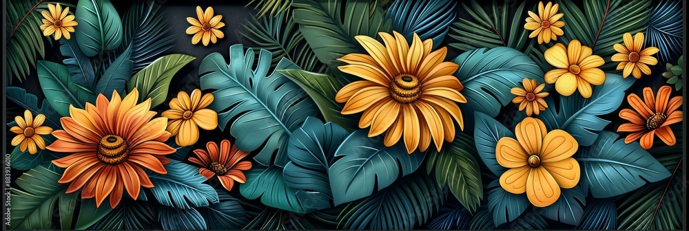 Tropical Floral Pattern Background Tropical Floral Pattern Background