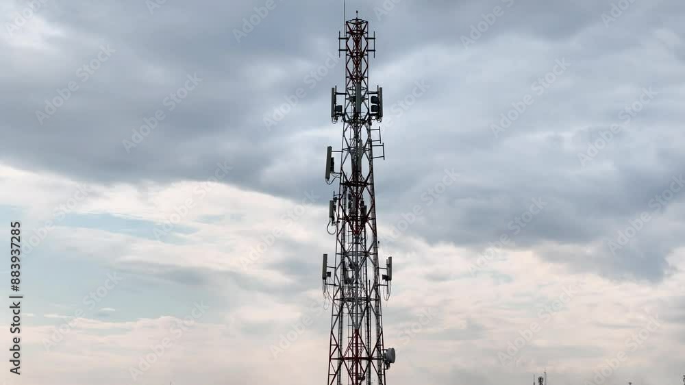 Telecommunication towers, broadcasting antennas for gsm, 3G, 4G and 5G mobile networks. tower with cell phone and internet equipment. Base Transceiver Station or BTS. Telecommunication towers, broadcasting antennas for gsm, 3G, 4G and 5G mobile networks. tower with cell phone and internet equipment. Base Transceiver Station or BTS.