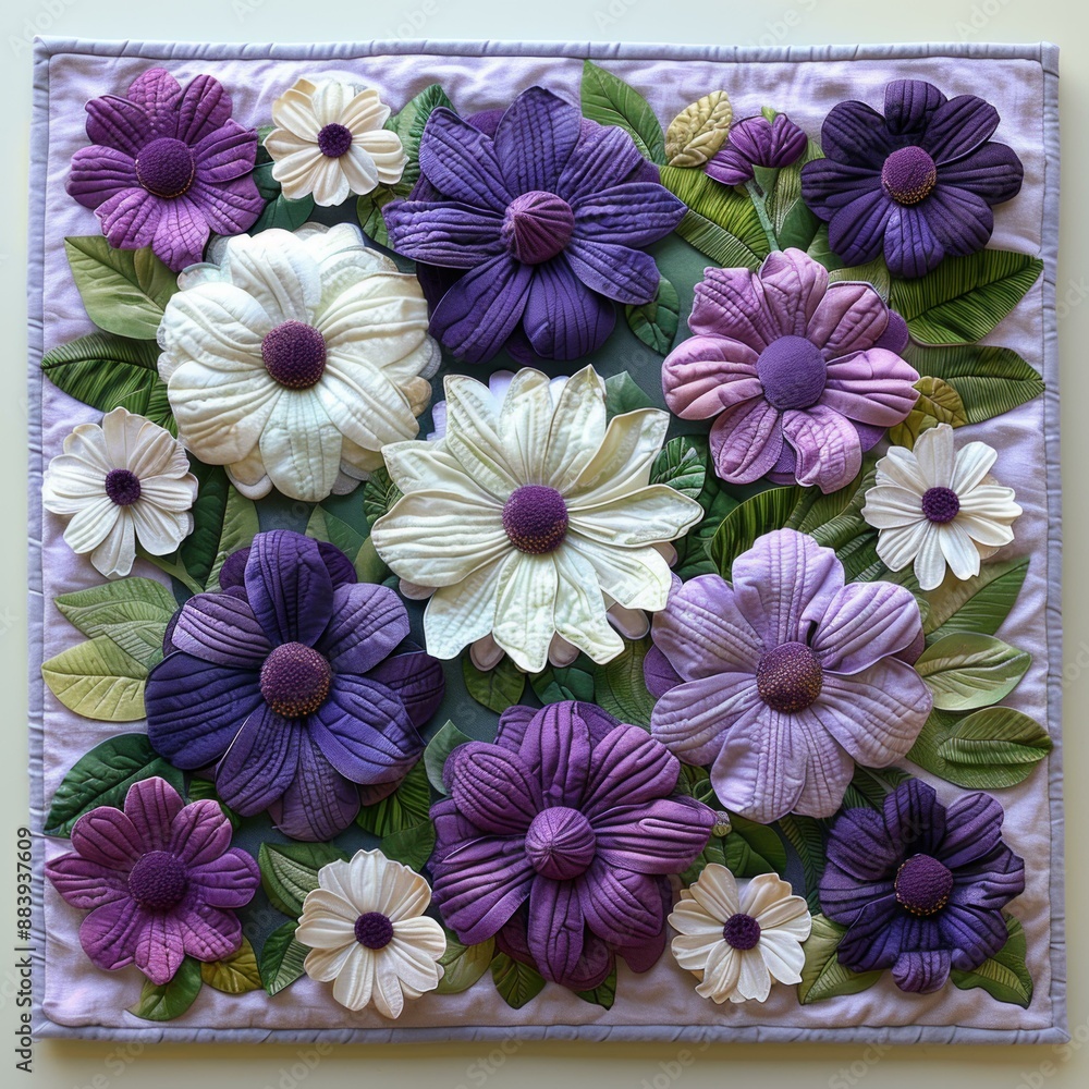 Handmade Purple and White Flower Quilt Handmade Purple and White Flower Quilt