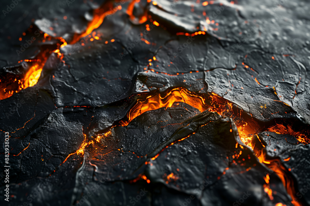 Close-up of molten lava flow cooling on volcanic terrain, hi-res natural wallpaper background Close-up of molten lava flow cooling on volcanic terrain, hi-res natural wallpaper background