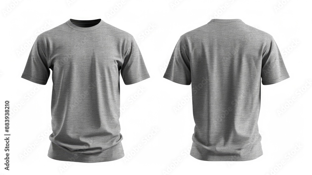 Grey T-Shirt Mockup. Men's Blank T-Shirt Template for Design Print, Isolated on White Background Grey T-Shirt Mockup. Men's Blank T-Shirt Template for Design Print, Isolated on White Background