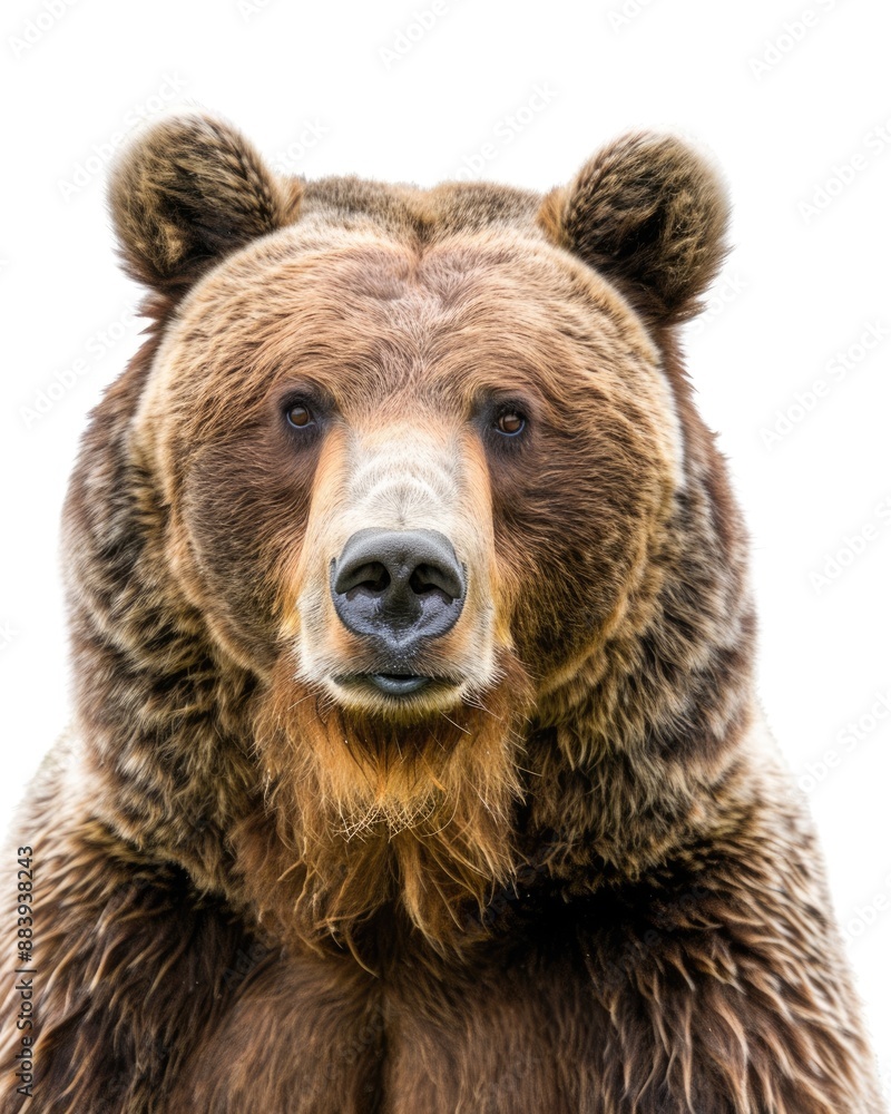Grizzly Bear Face. Brown Bear Isolated in Wildlife. Animal Portrait