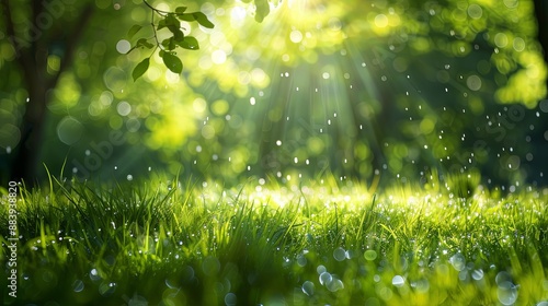 Lush Meadow Sunlit with Vibrant Spring Colors