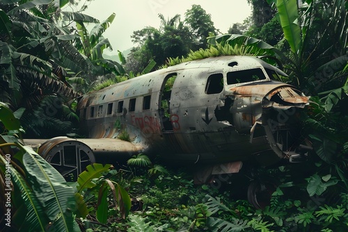Wallpaper Mural A crashed and abandoned plane in the jungle Torontodigital.ca