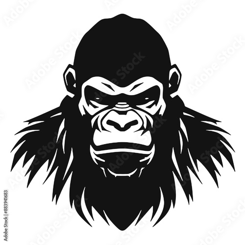 Angry ape - Silhouette isolated on white background. Vector illustration