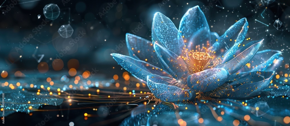 A Glowing Blue Lotus in a Digital World A Glowing Blue Lotus in a Digital World
