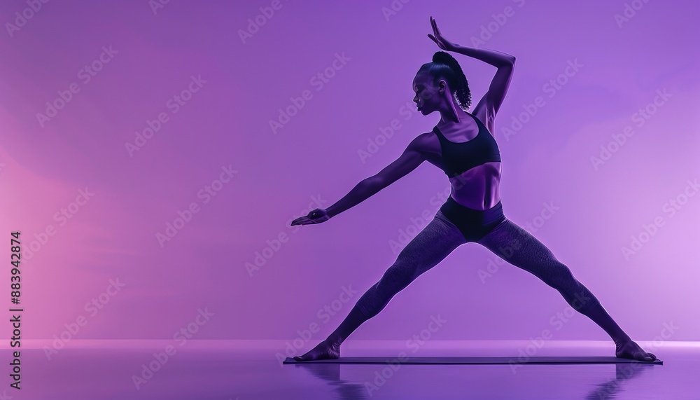 Woman Practicing Yoga on Purple Background Woman Practicing Yoga on Purple Background