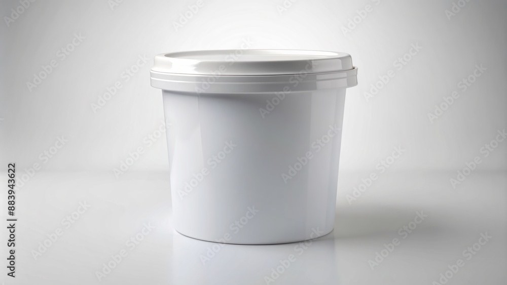 Transparent cylindrical container with screw-top lid and clean label stands upright on a pure white background with subtle shadows. Transparent cylindrical container with screw-top lid and clean label stands upright on a pure white background with subtle shadows.