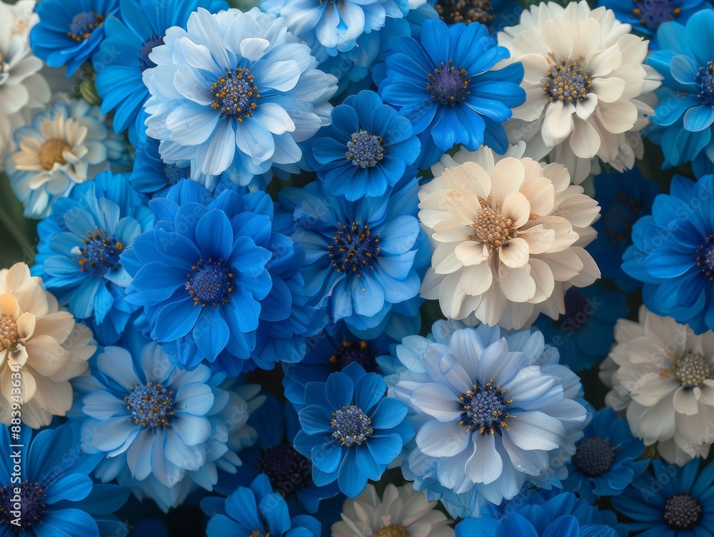A Vibrant Bouquet of Blue and Tan Flowers A Vibrant Bouquet of Blue and Tan Flowers