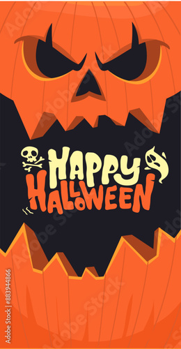 Halloween  jack-o-lantern monster character design with carved emotion isolated 