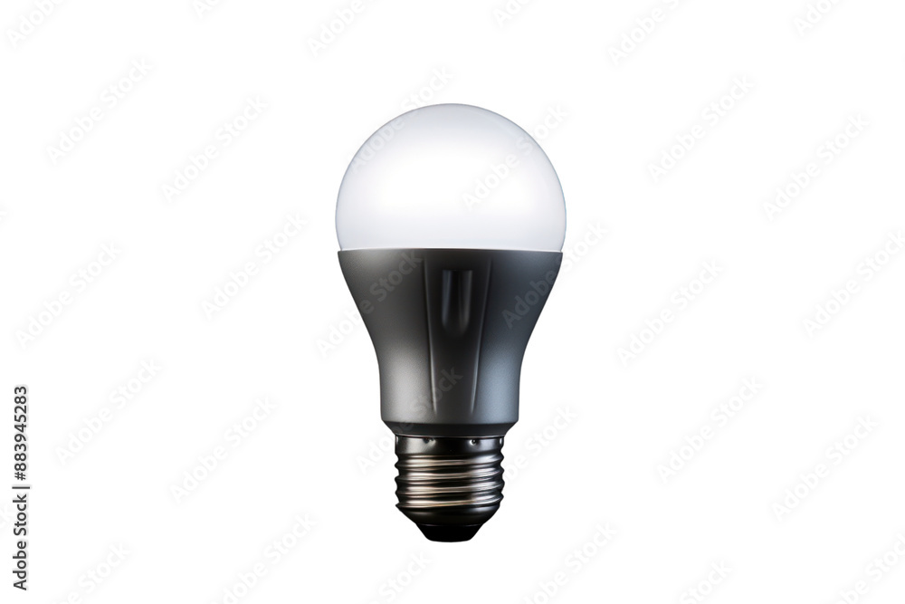 A bright, energy-efficient LED light bulb illuminating a dark room, isolated on a white background A bright, energy-efficient LED light bulb illuminating a dark room, isolated on a white background
