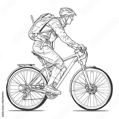 Mountain biker rides through the countryside